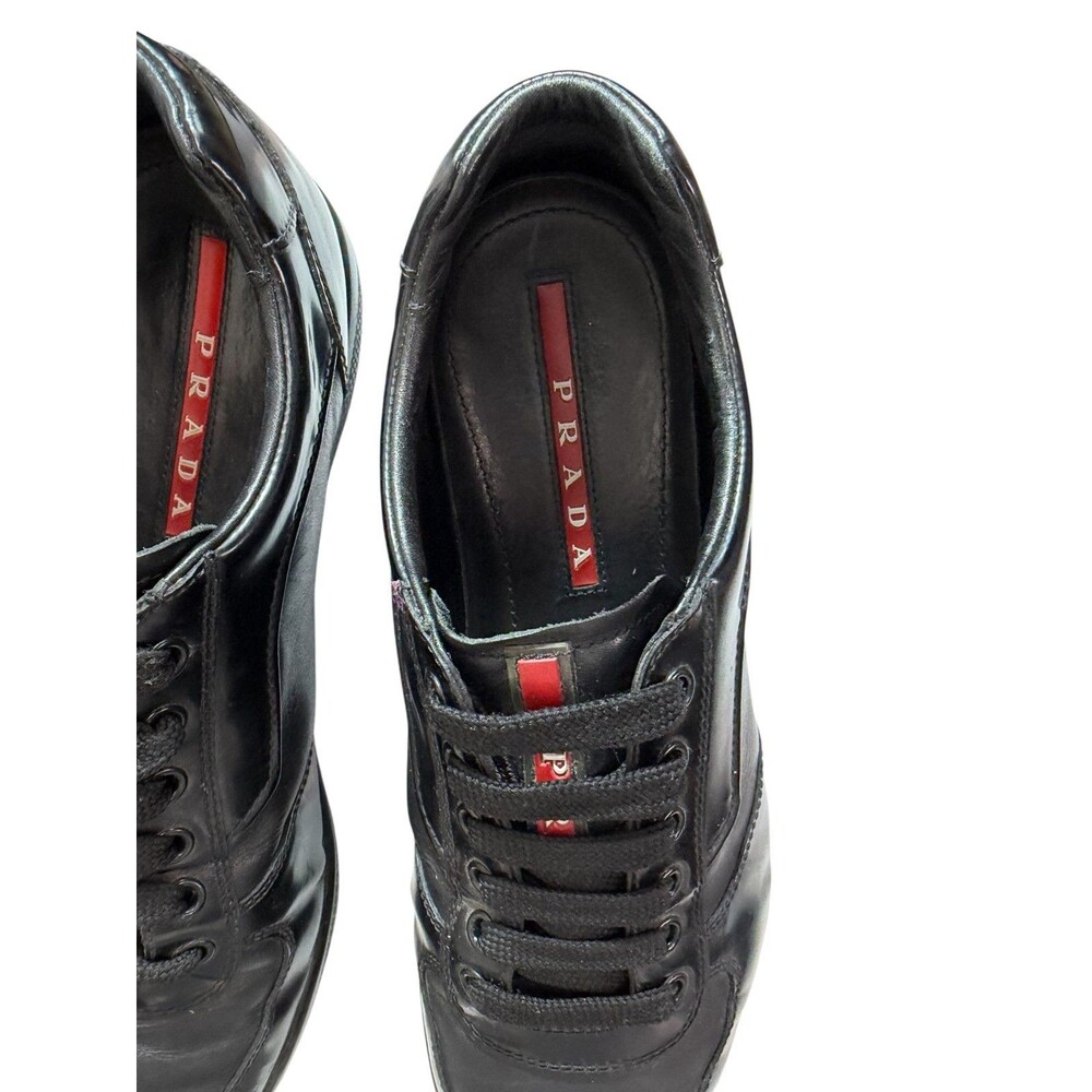Prada Men’s Black Leather Low Top Sneakers Size UK 6, US 7 (Fits US Size 8) - Picture 7 of 9